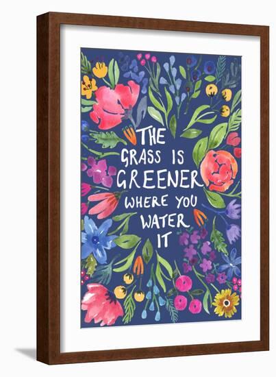 Greener Grass (Blue Background)-Elizabeth Rider-Framed Giclee Print