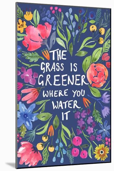 Greener Grass (Blue Background)-Elizabeth Rider-Mounted Giclee Print