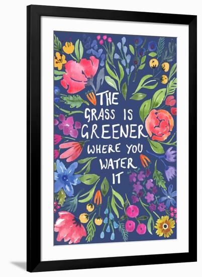 Greener Grass (Blue Background)-Elizabeth Rider-Framed Giclee Print