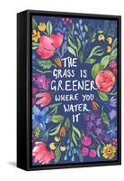 Greener Grass (Blue Background)-Elizabeth Rider-Framed Stretched Canvas