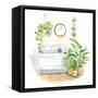 Greenery Bath II-Sue Schlabach-Framed Stretched Canvas