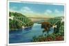 Greenfield, Massachusetts - View of French King Bridge over Connecticut River-Lantern Press-Mounted Premium Giclee Print