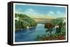 Greenfield, Massachusetts - View of French King Bridge over Connecticut River-Lantern Press-Framed Stretched Canvas