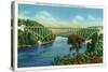 Greenfield, Massachusetts - View of French King Bridge over Connecticut River-Lantern Press-Stretched Canvas