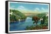 Greenfield, Massachusetts - View of French King Bridge over Connecticut River-Lantern Press-Framed Stretched Canvas