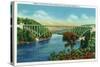 Greenfield, Massachusetts - View of French King Bridge over Connecticut River-Lantern Press-Stretched Canvas