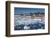 Greenland, Disko Bay, Ilulissat, Elevated Town View with Floating Ice-Walter Bibikow-Framed Photographic Print