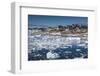 Greenland, Disko Bay, Ilulissat, Elevated Town View with Floating Ice-Walter Bibikow-Framed Photographic Print