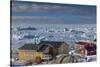 Greenland, Disko Bay, Ilulissat, Elevated Town View with Floating Ice-Walter Bibikow-Stretched Canvas