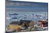 Greenland, Disko Bay, Ilulissat, Elevated Town View with Floating Ice-Walter Bibikow-Mounted Photographic Print