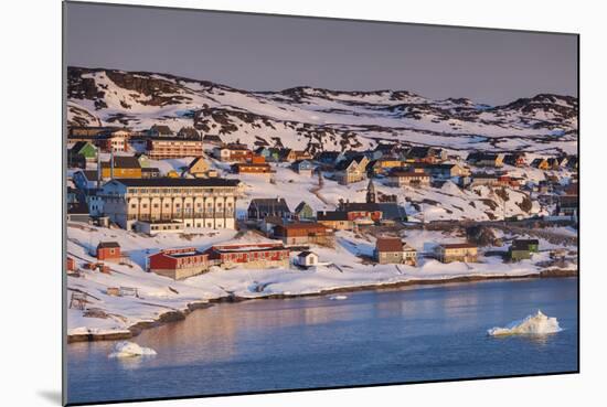 Greenland, Disko Bay, Ilulissat, Elevated Town View with Floating Ice-Walter Bibikow-Mounted Photographic Print