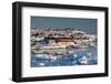 Greenland, Disko Bay, Ilulissat, Elevated Town View with Floating Ice-Walter Bibikow-Framed Photographic Print