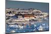 Greenland, Disko Bay, Ilulissat, Elevated Town View with Floating Ice-Walter Bibikow-Mounted Photographic Print