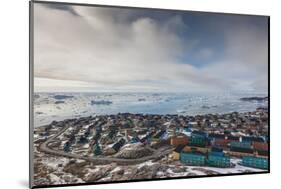 Greenland, Disko Bay, Ilulissat, Elevated Town View with Floating Ice-Walter Bibikow-Mounted Photographic Print