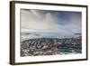 Greenland, Disko Bay, Ilulissat, Elevated Town View with Floating Ice-Walter Bibikow-Framed Photographic Print