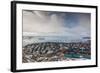 Greenland, Disko Bay, Ilulissat, Elevated Town View with Floating Ice-Walter Bibikow-Framed Photographic Print