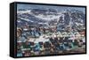 Greenland, Disko Bay, Ilulissat, Elevated Town View-Walter Bibikow-Framed Stretched Canvas