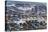Greenland, Disko Bay, Ilulissat, Elevated Town View-Walter Bibikow-Stretched Canvas