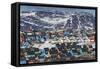 Greenland, Disko Bay, Ilulissat, Elevated Town View-Walter Bibikow-Framed Stretched Canvas