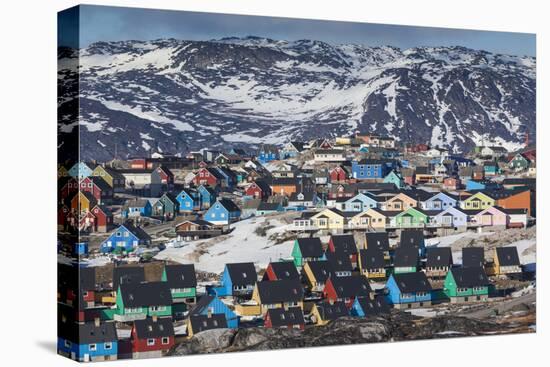 Greenland, Disko Bay, Ilulissat, Elevated Town View-Walter Bibikow-Stretched Canvas