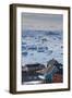 Greenland, Disko Bay, Ilulissat, Elevated View of Floating Ice and Fishing Boat-Walter Bibikow-Framed Photographic Print