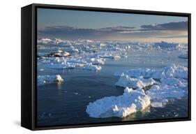 Greenland, Disko Bay, Ilulissat, Elevated View of Floating Ice-Walter Bibikow-Framed Stretched Canvas