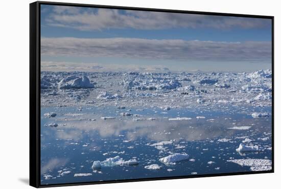 Greenland, Disko Bay, Ilulissat, Elevated View of Floating Ice-Walter Bibikow-Framed Stretched Canvas