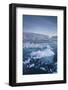 Greenland, Disko Bay, Ilulissat, Floating Ice at Sunset with Moonrise-Walter Bibikow-Framed Photographic Print