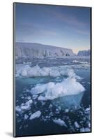 Greenland, Disko Bay, Ilulissat, Floating Ice at Sunset with Moonrise-Walter Bibikow-Mounted Photographic Print