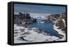 Greenland, Disko Bay, Ilulissat, Town Harbor, Elevated View-Walter Bibikow-Framed Stretched Canvas