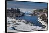 Greenland, Disko Bay, Ilulissat, Town Harbor, Elevated View-Walter Bibikow-Framed Stretched Canvas