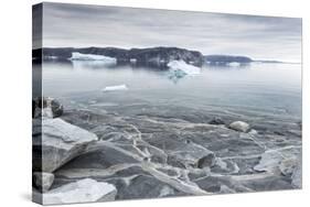 Greenland, Diskobay, Reefs, Sea with Icebergs-Luciano Gaudenzio-Stretched Canvas