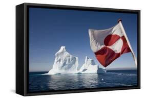 Greenland Flag on Arctic Umiaq Line Ferry-Paul Souders-Framed Stretched Canvas