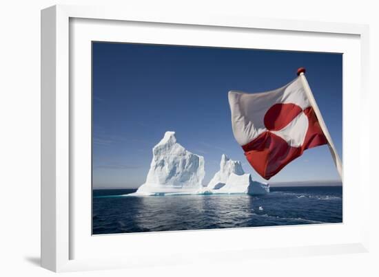 Greenland Flag on Arctic Umiaq Line Ferry-Paul Souders-Framed Photographic Print