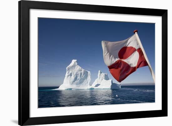 Greenland Flag on Arctic Umiaq Line Ferry-Paul Souders-Framed Photographic Print