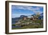 Greenland. Itilleq. Colorful houses dot the hillside.-Inger Hogstrom-Framed Photographic Print