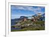 Greenland. Itilleq. Colorful houses dot the hillside.-Inger Hogstrom-Framed Photographic Print