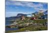 Greenland. Itilleq. Colorful houses dot the hillside.-Inger Hogstrom-Mounted Photographic Print