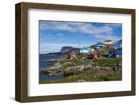 Greenland. Itilleq. Colorful houses dot the hillside.-Inger Hogstrom-Framed Photographic Print