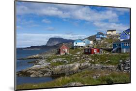 Greenland. Itilleq. Colorful houses dot the hillside.-Inger Hogstrom-Mounted Photographic Print