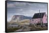 Greenland, Itilleq. Worn pink house.-Inger Hogstrom-Framed Stretched Canvas