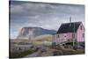 Greenland, Itilleq. Worn pink house.-Inger Hogstrom-Stretched Canvas