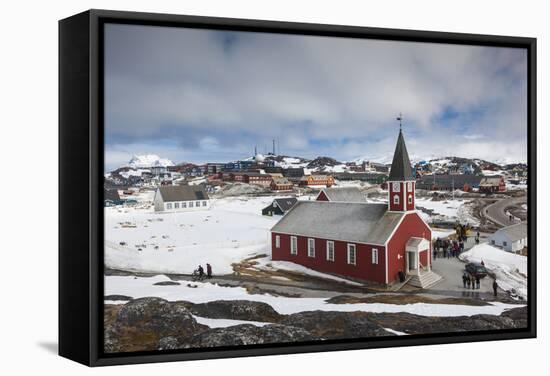 Greenland, Nuuk, Frelsers Kirche Church-Walter Bibikow-Framed Stretched Canvas