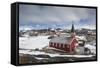 Greenland, Nuuk, Frelsers Kirche Church-Walter Bibikow-Framed Stretched Canvas
