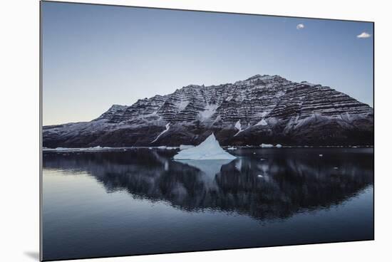 Greenland. Scoresby Sund. Gasefjord, icebergs and calm water.-Inger Hogstrom-Mounted Photographic Print