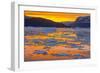 Greenland. Scoresby Sund. Gasefjord. Sunset with icebergs and brash ice.-Inger Hogstrom-Framed Photographic Print