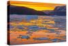 Greenland. Scoresby Sund. Gasefjord. Sunset with icebergs and brash ice.-Inger Hogstrom-Stretched Canvas