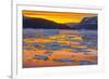 Greenland. Scoresby Sund. Gasefjord. Sunset with icebergs and brash ice.-Inger Hogstrom-Framed Premium Photographic Print