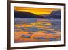 Greenland. Scoresby Sund. Gasefjord. Sunset with icebergs and brash ice.-Inger Hogstrom-Framed Premium Photographic Print