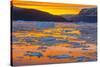 Greenland. Scoresby Sund. Gasefjord. Sunset with icebergs and brash ice.-Inger Hogstrom-Stretched Canvas